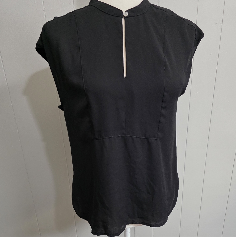 J. Crew Cap Sleeve Crepe Black Top Size Sp - Picture 3 of 12